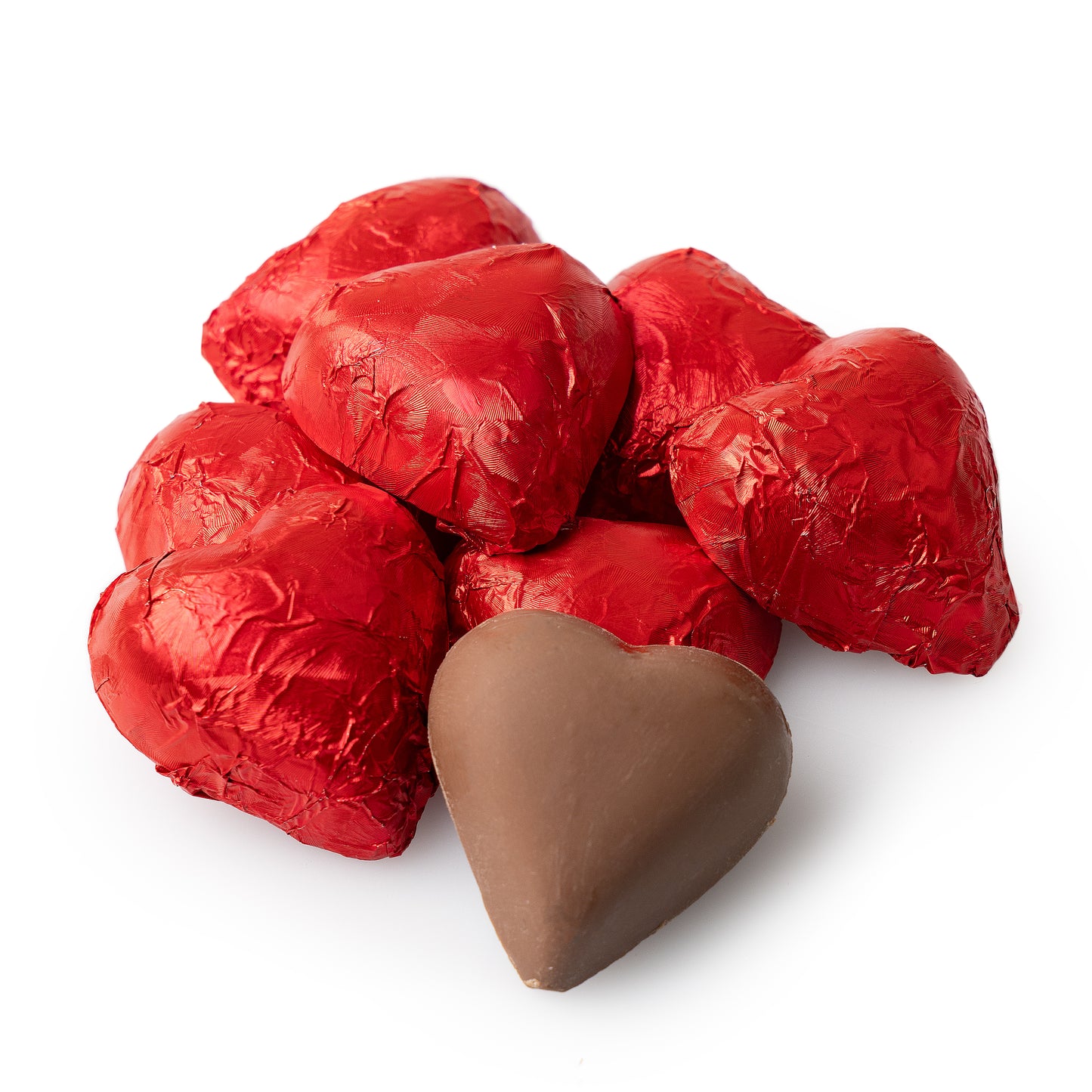 Red Foiled Milk Chocolate Hearts (Chalav Stam)