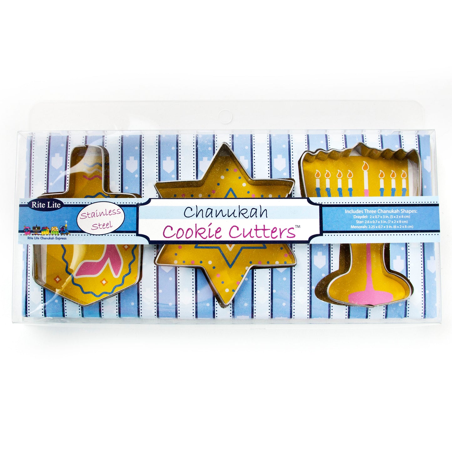 Chanukah Metal Cookie Cutters - 3 Assorted Shapes
