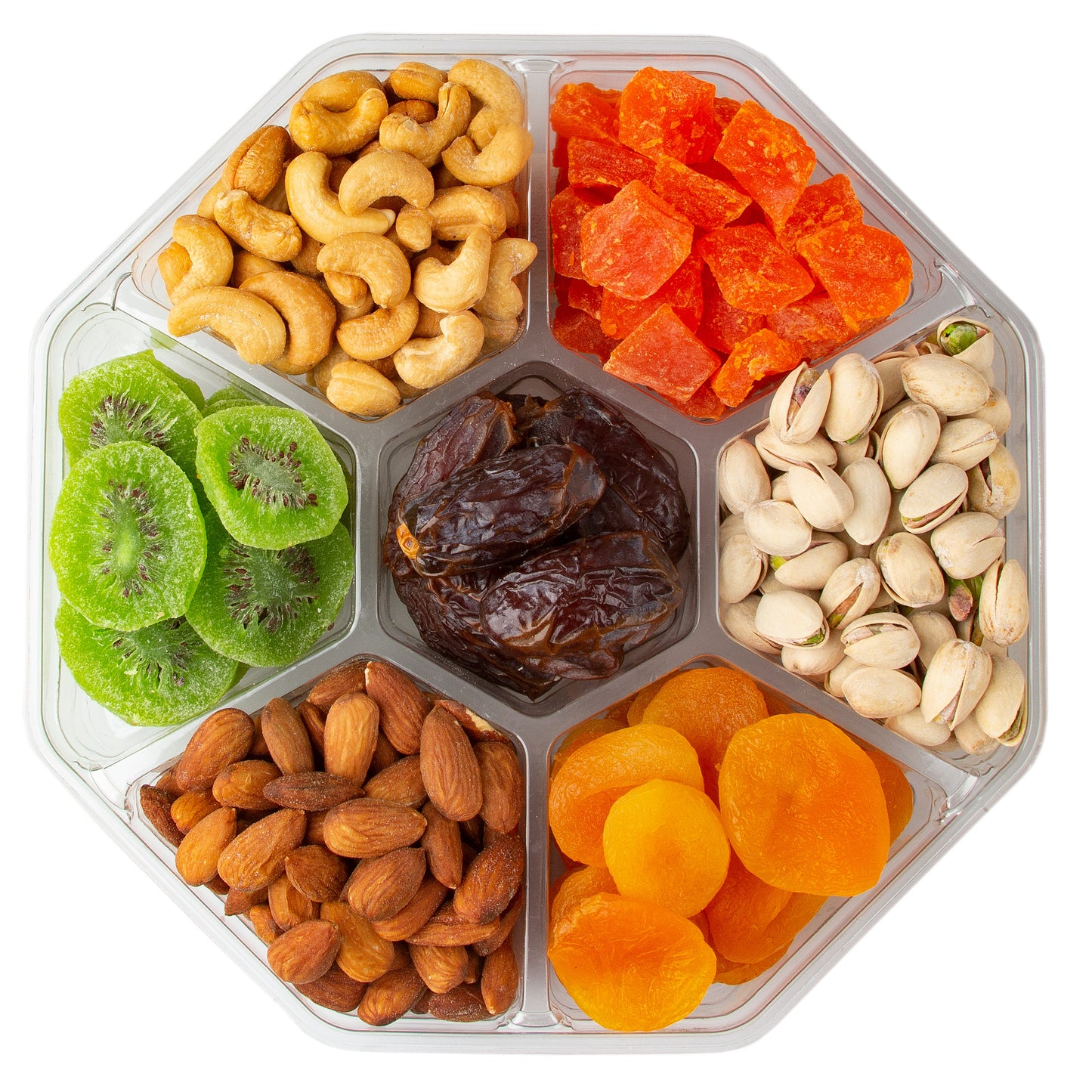 7 Section Dried Fruit & Nut Tray - 2 LB Platter