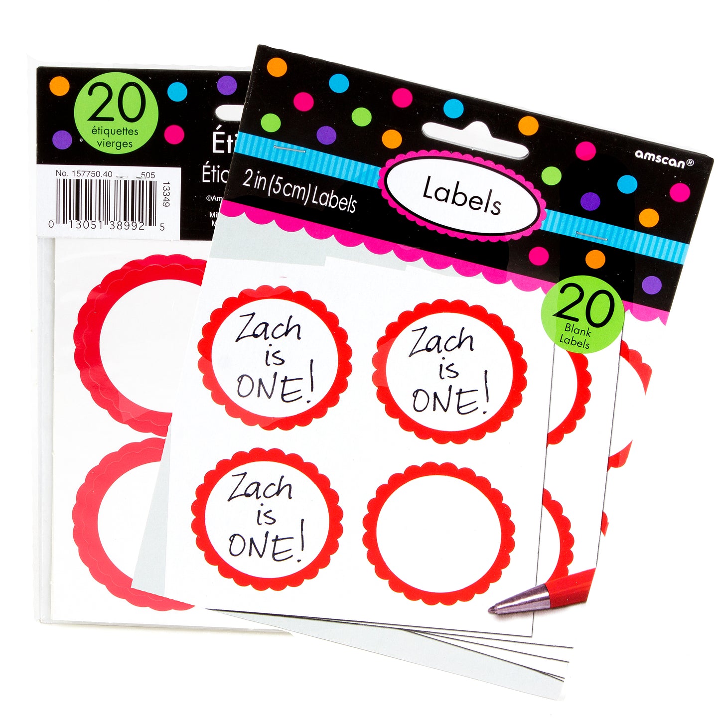 Red Favor Sticker Labels 20 CT