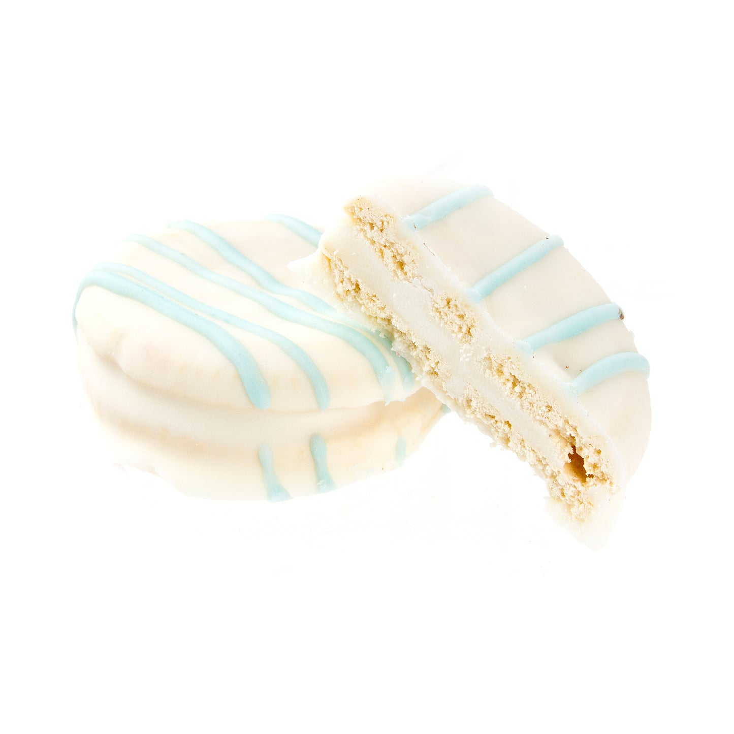 White&Blue Chocolate Coated Sandwich Cookies