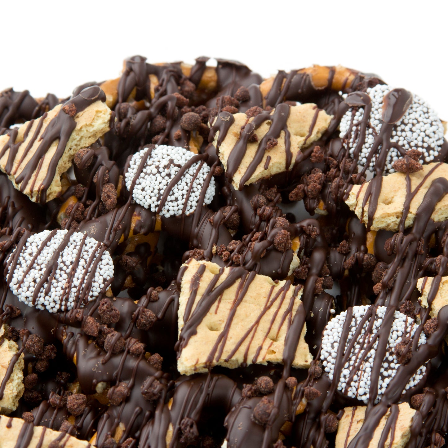 Chocolate Pretzel Pie With Biscuit and Nonpareils - 12" Pie