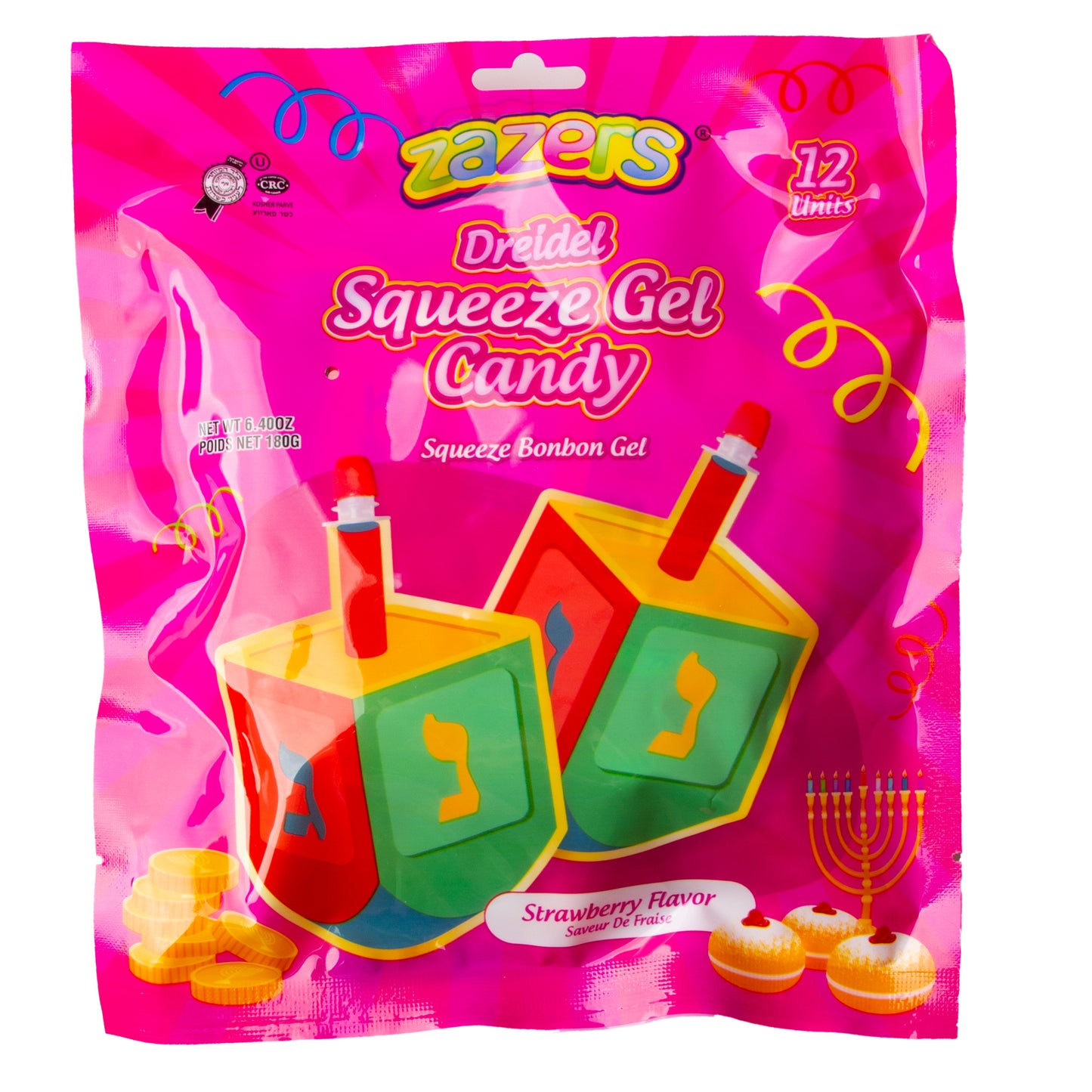 Hanukkah Dreidel Squeeze Gel Candy - Strawberry