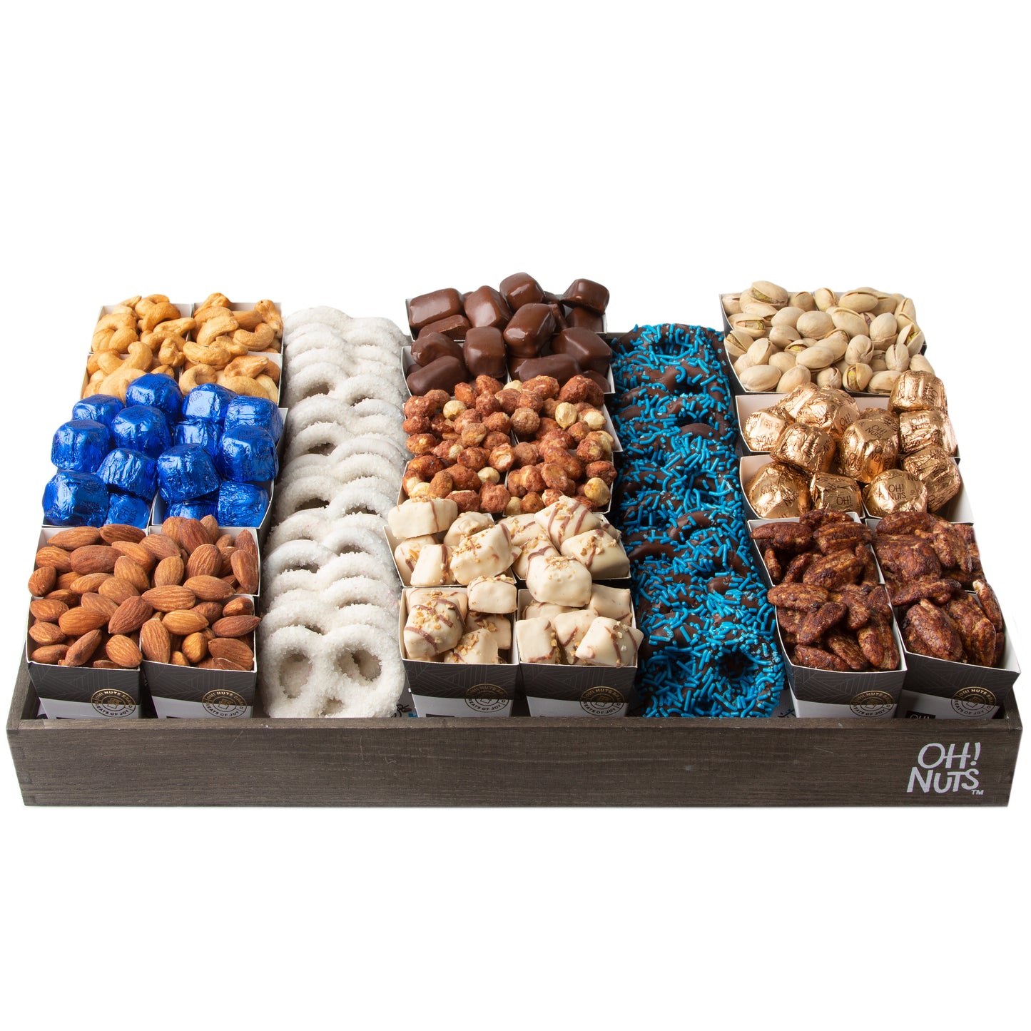 Chanukah XL Wooden Nuts & Chocolate Gift Tray