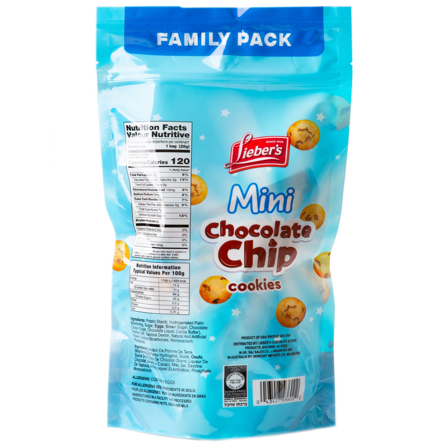 Passover Mini Chocolate Chip Cookies Packs - 6CT Bag