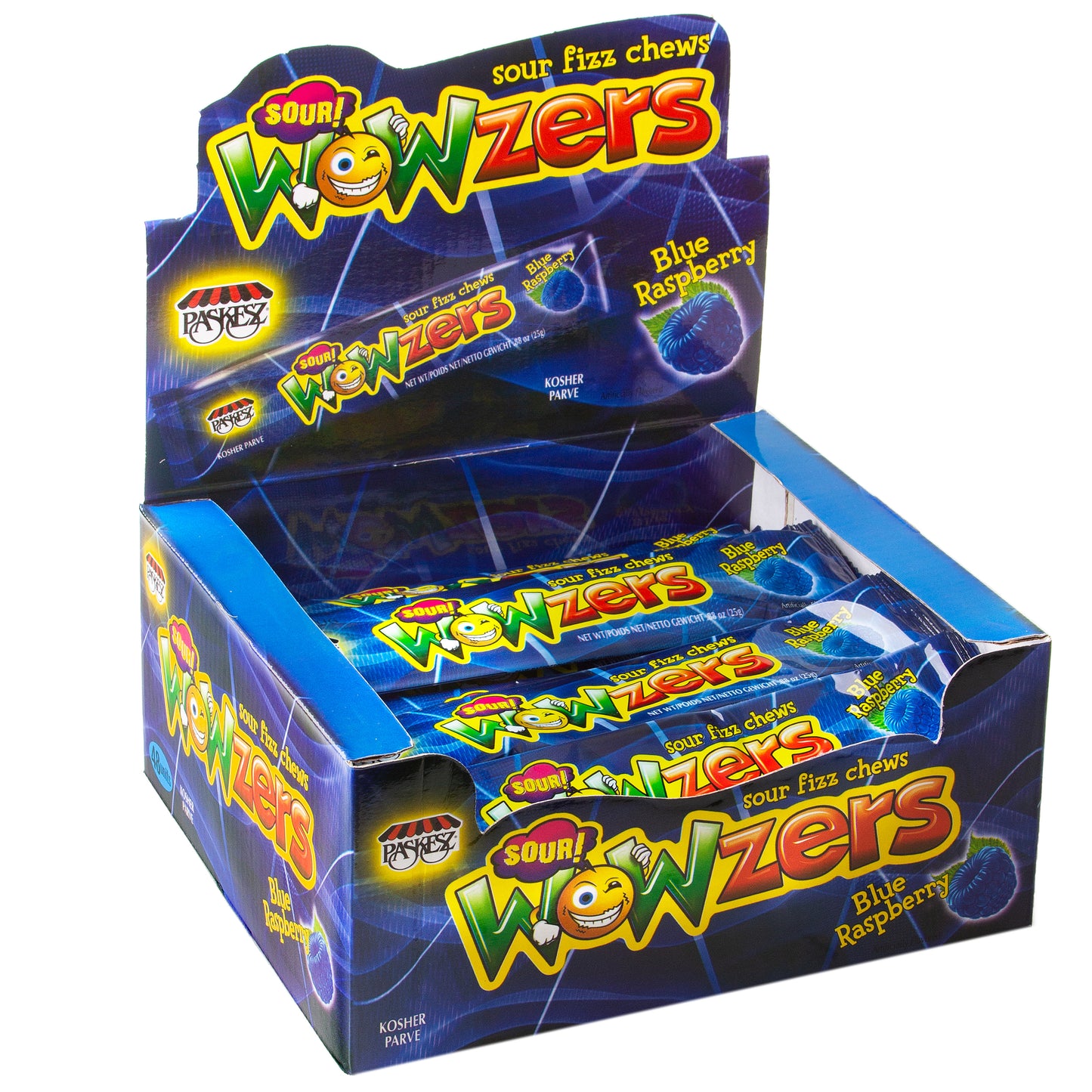 Wowzers Blue Raspberry Sour Fizz Chews - 48CT Box