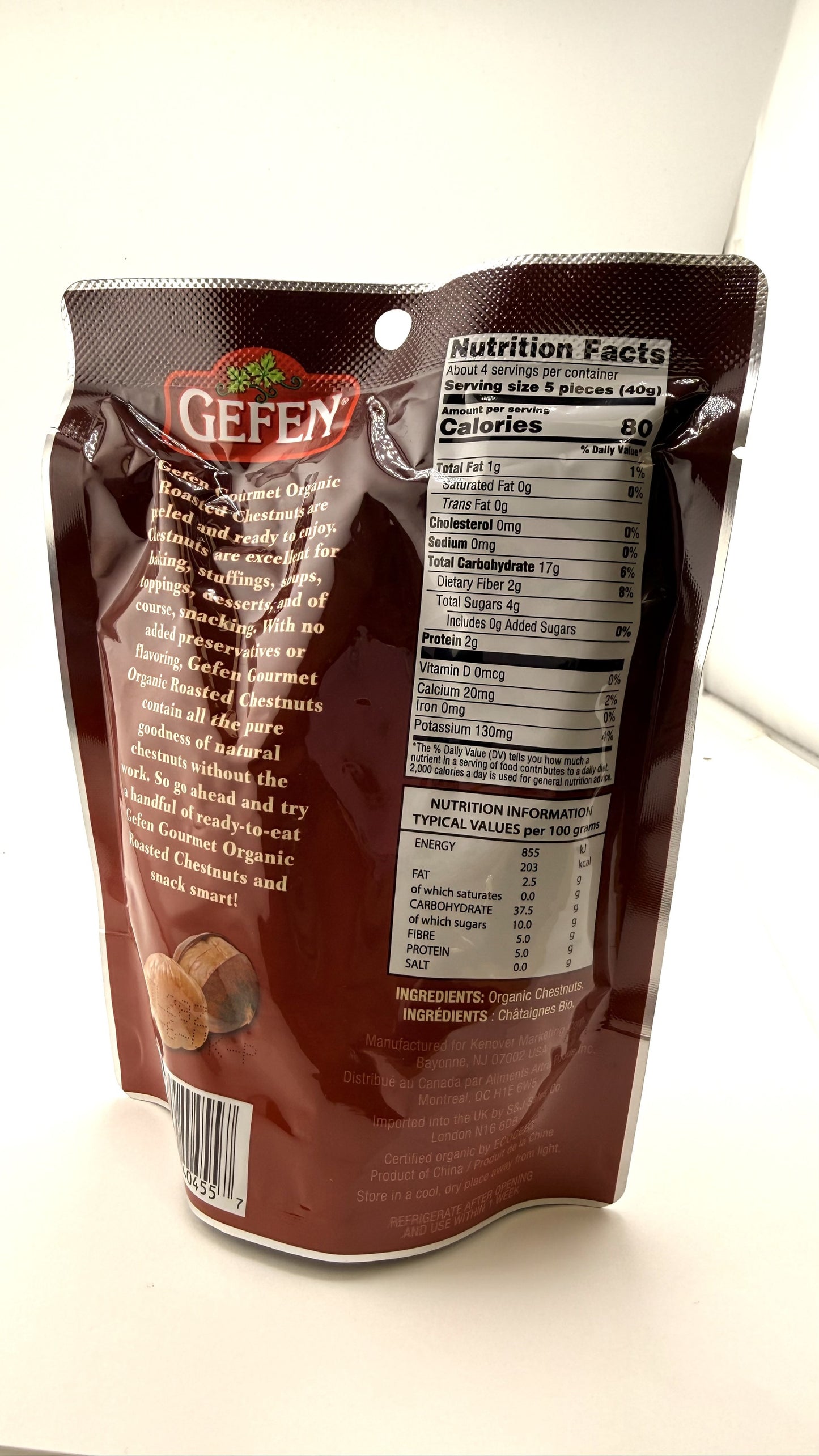 Organic Roasted Peeled Chestnuts 5.2oz