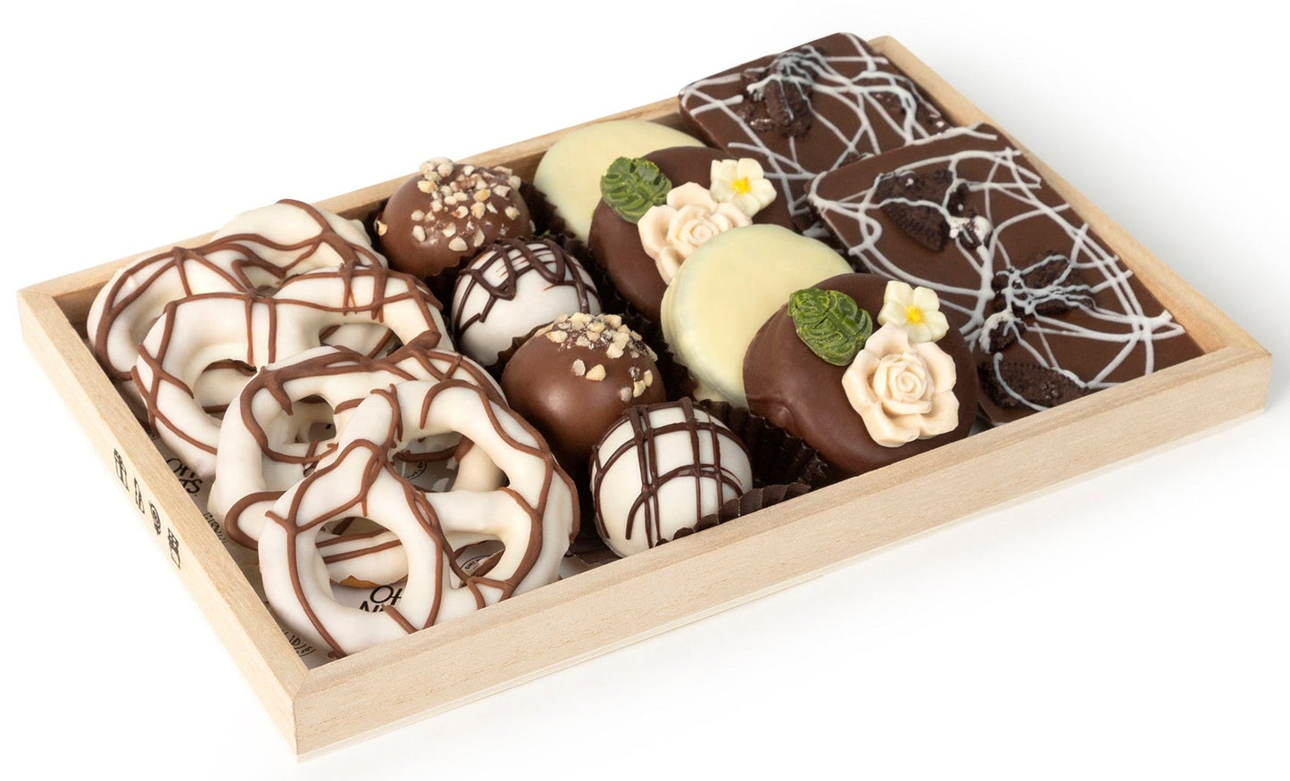 Shavuos Dairy Chocolate Wood Square Tray Gift Basket