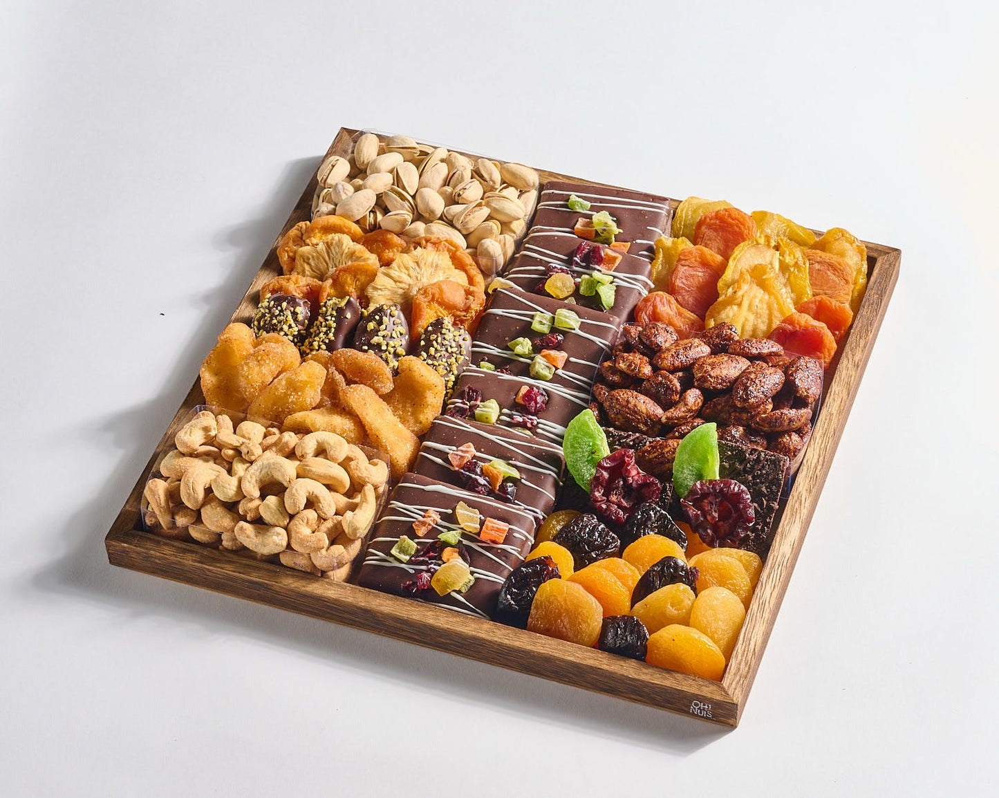 Tu Bishvat Large Dried Fruit Wooden Tray Gift Basket