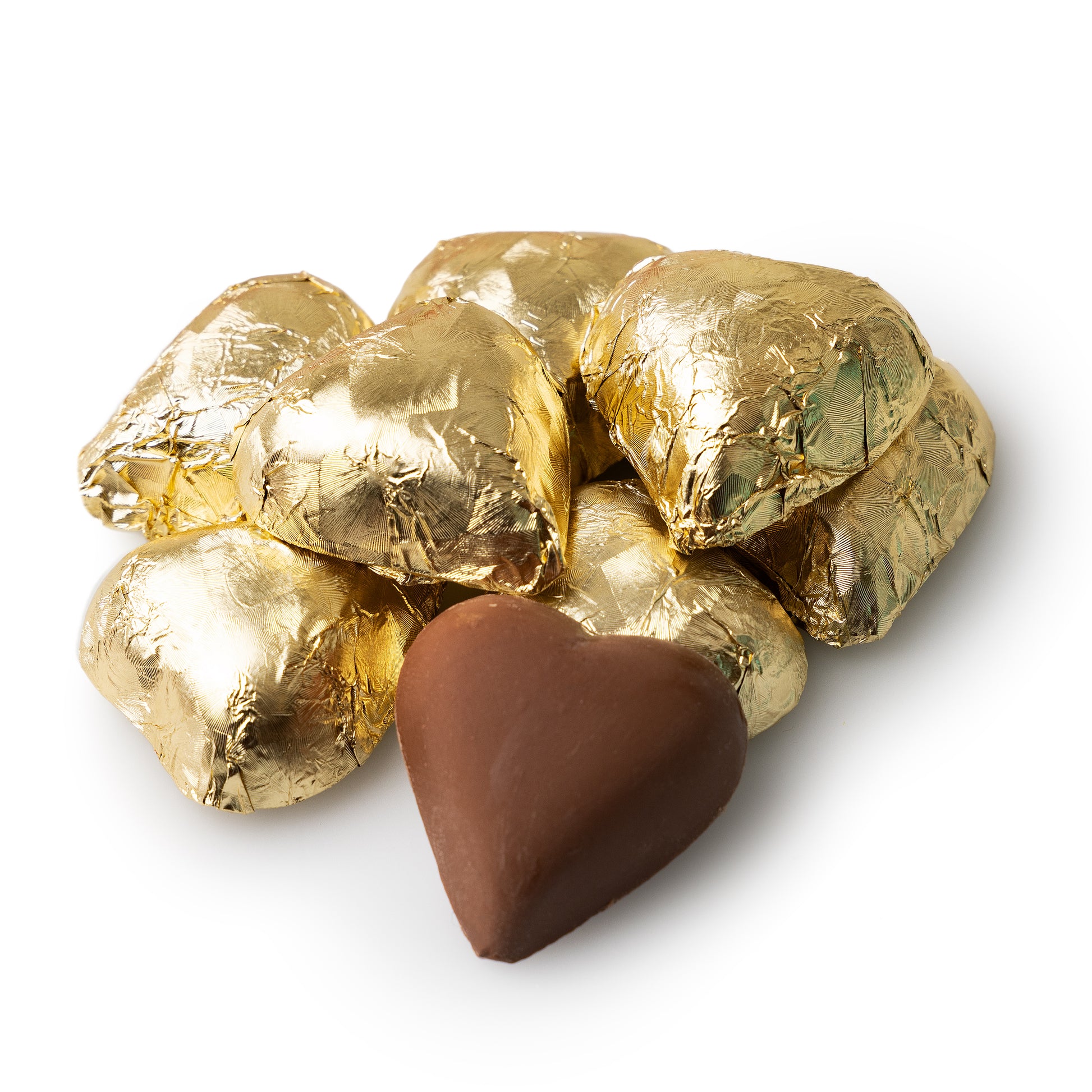 Gold Foiled Milk Chocolate Hearts (Chalav Stam)