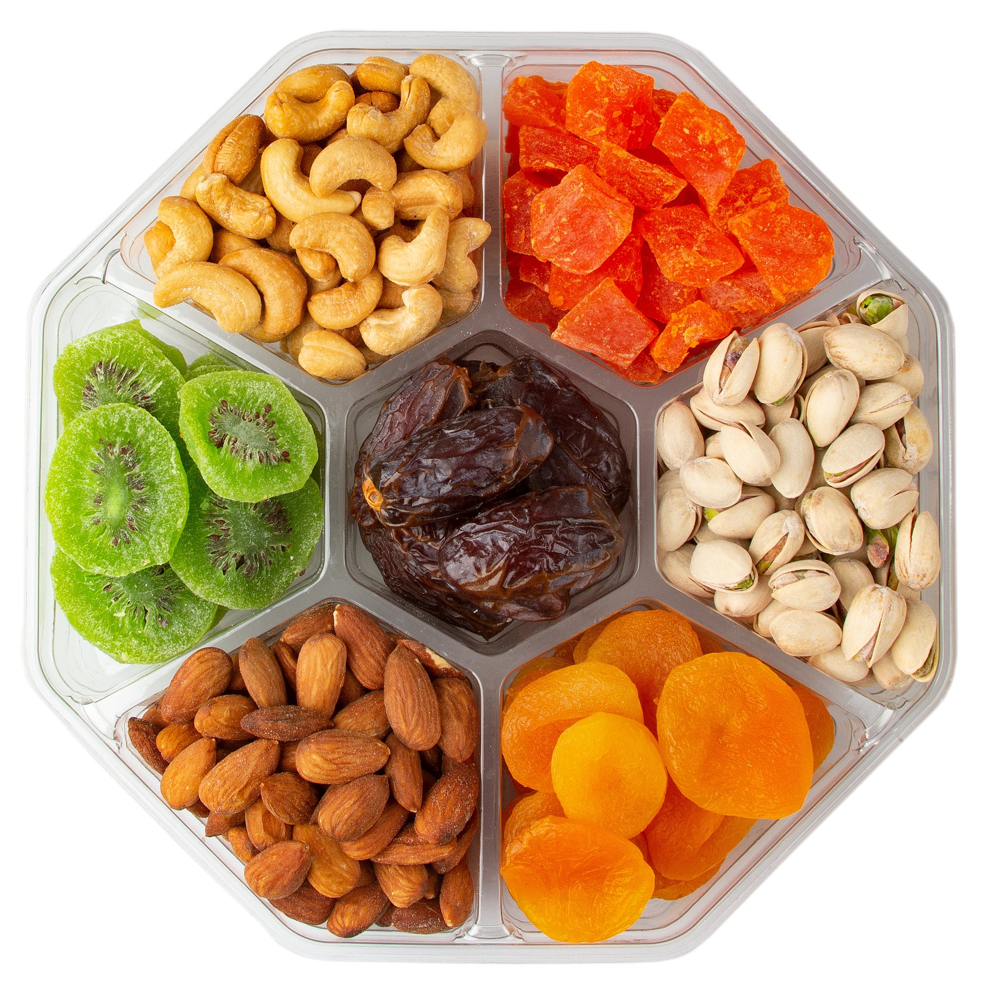 7 Section Dried Fruit & Nut Tray - 2 LB Platter