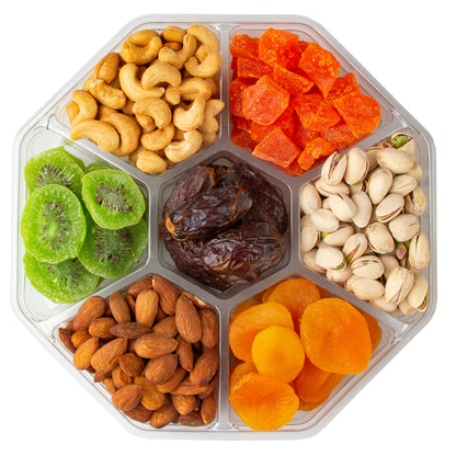 7 Section Dried Fruit & Nut Tray - 2 LB Platter