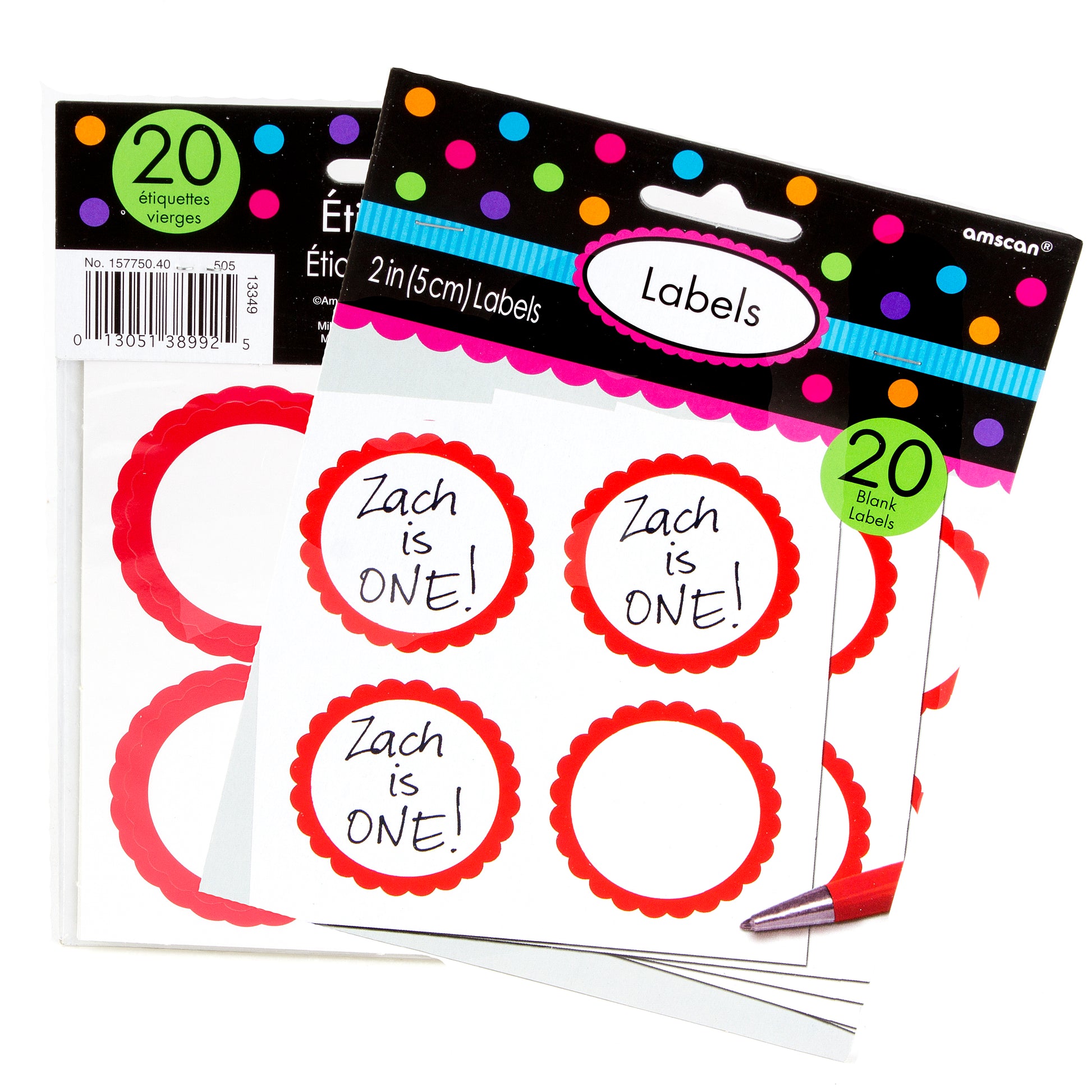 Red Favor Sticker Labels 20 CT