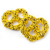 Belgian Chocolate Covered Pretzels with Yellow Sprinkles