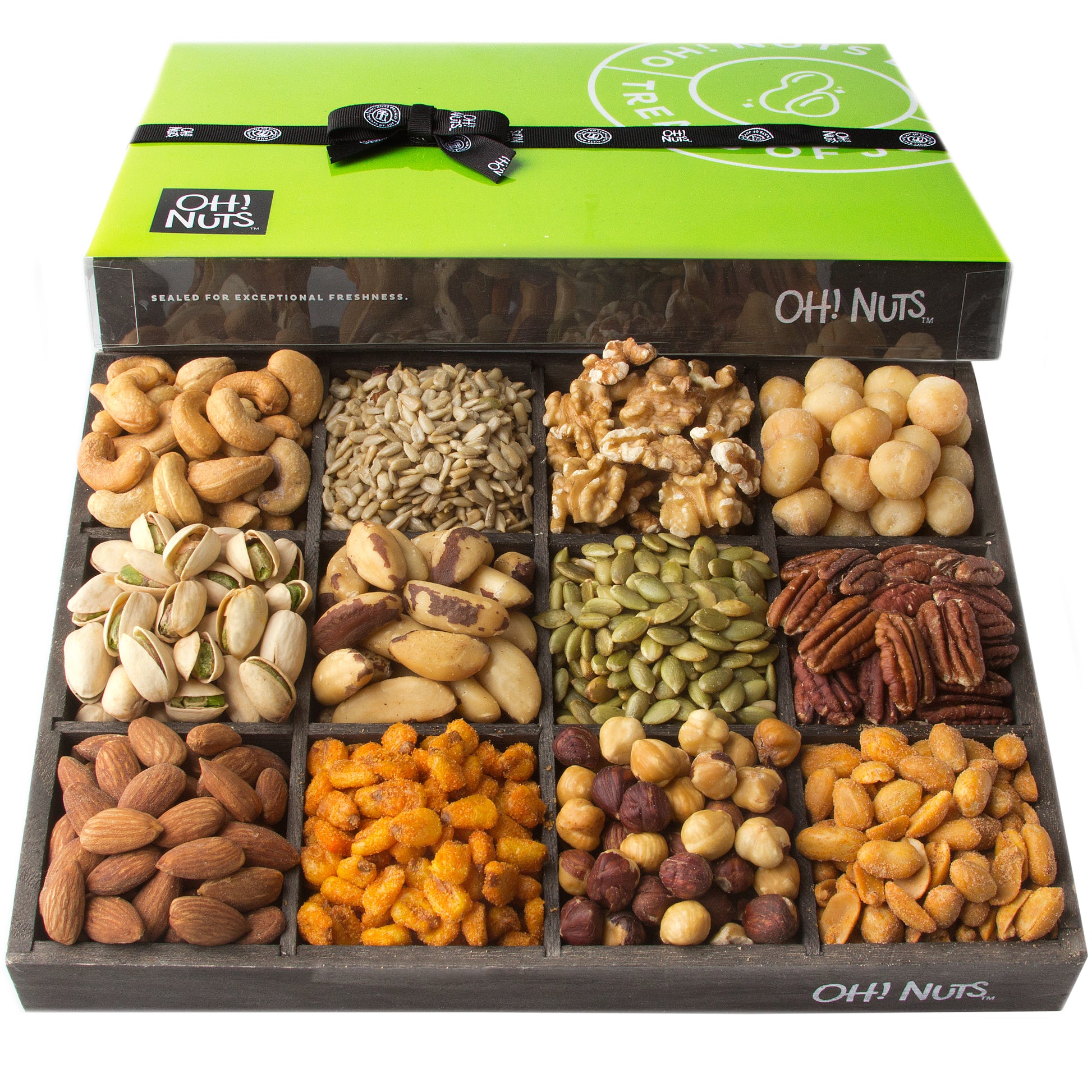 Holiday Gift Baskets, Mixed Nuts Gift Baskets 12 Variety Gift Baskets, Freshly Roasted Healthy Gift Box - Fathers Day - Oh! Nuts