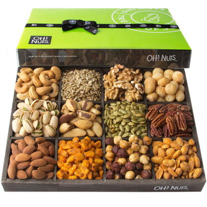 Holiday Gift Baskets, Mixed Nuts Gift Baskets 12 Variety Gift Baskets, Freshly Roasted Healthy Gift Box - Fathers Day - Oh! Nuts