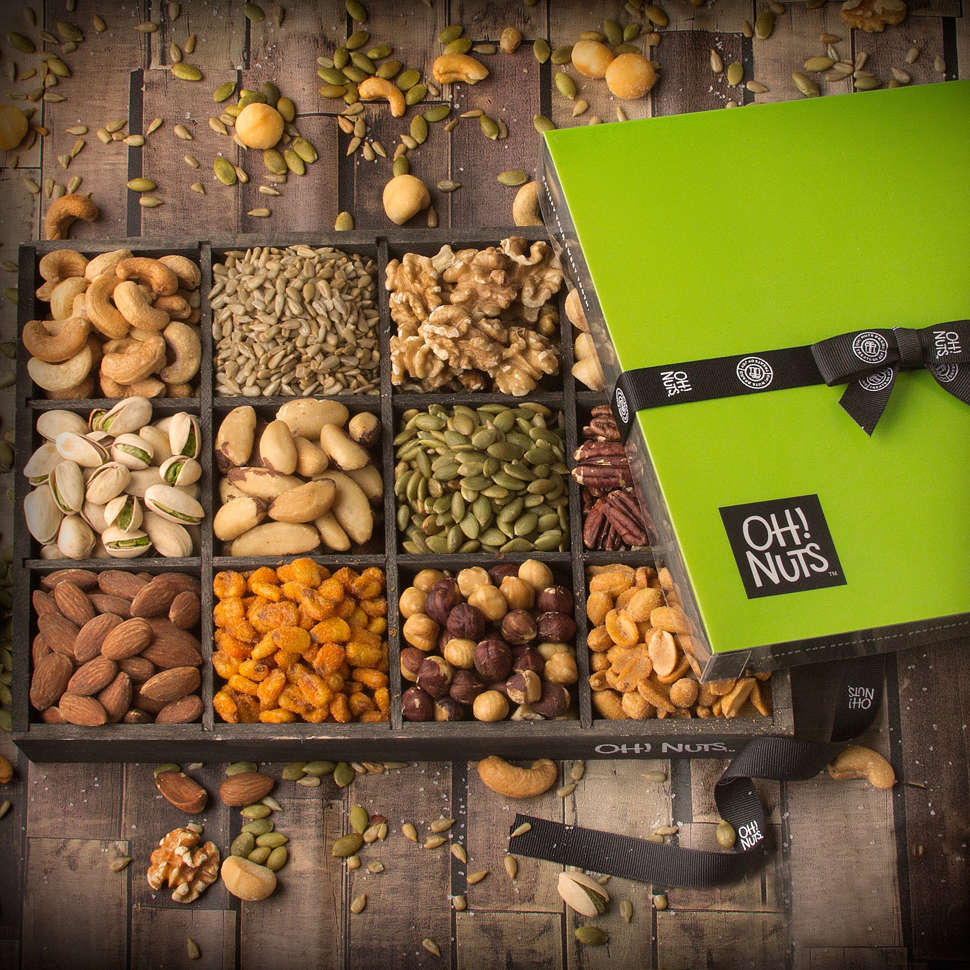 Holiday Gift Baskets, Mixed Nuts Gift Baskets 12 Variety Gift Baskets, Freshly Roasted Healthy Gift Box - Fathers Day - Oh! Nuts