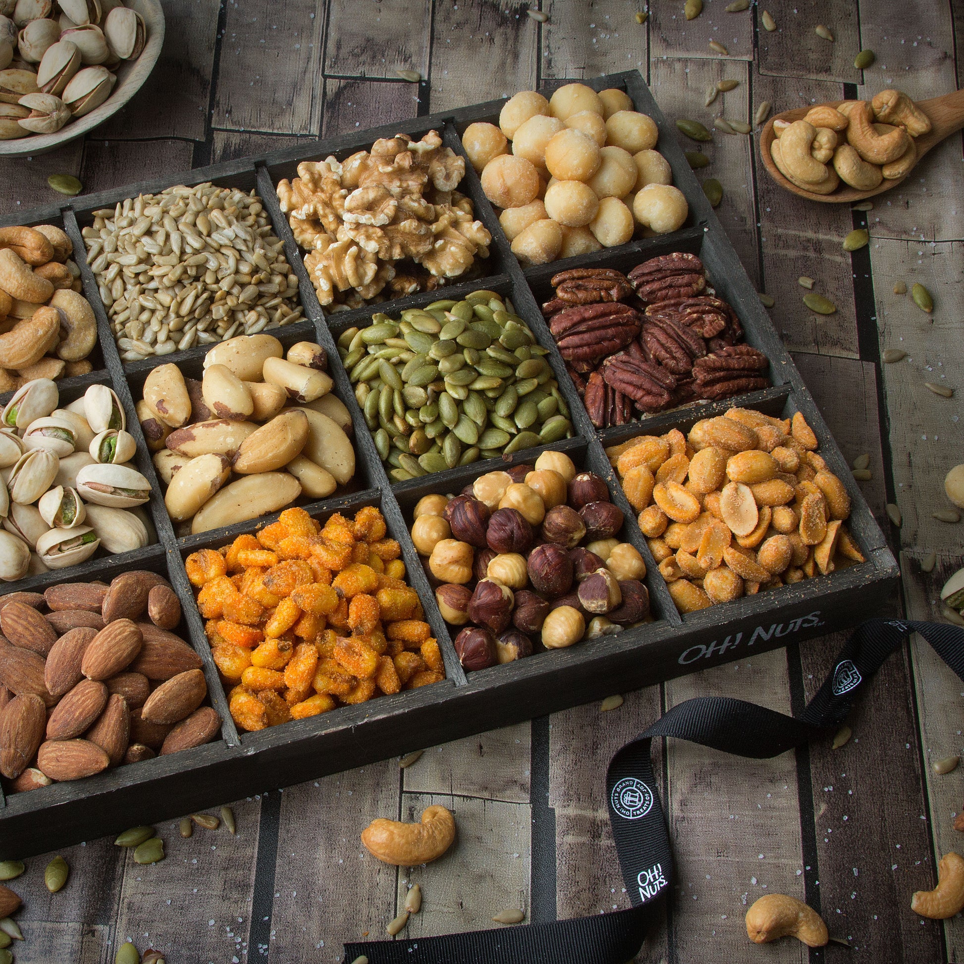 Holiday Gift Baskets, Mixed Nuts Gift Baskets 12 Variety Gift Baskets, Freshly Roasted Healthy Gift Box - Fathers Day - Oh! Nuts