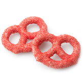White Chocolate Covered Pretzels with Red Sugar Crystals