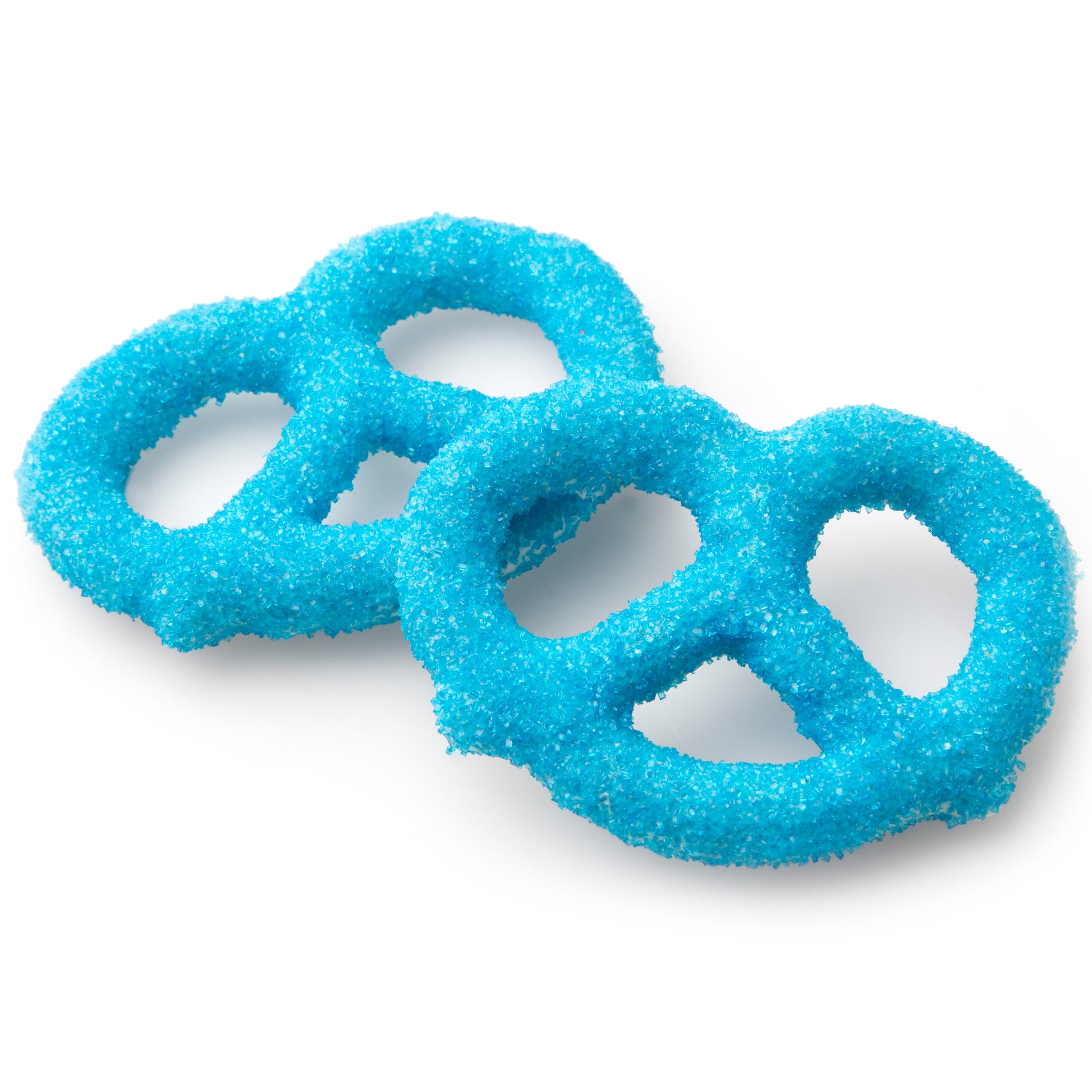 White Chocolate Covered Pretzels with Blue Sugar Crystals