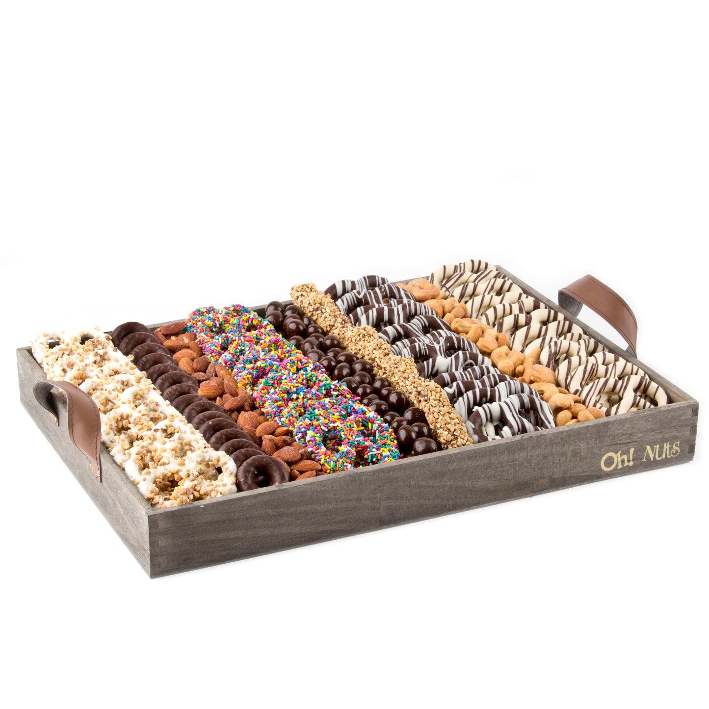 XXL Wooden Nuts & Chocolates Line-Up Gift Basket