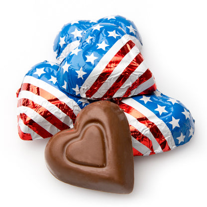 Patriotic Flag Foiled Milk Chocolate Hearts (Chalav Stam)