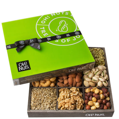 Holiday 9 Section Gourmet Nuts Wood Tray
