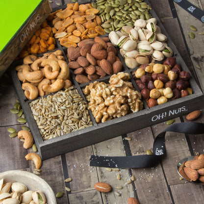 Holiday 9 Section Gourmet Nuts Wood Tray