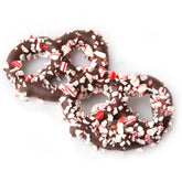 Belgian Chocolate Covered Pretzels with Crushed Peppermint