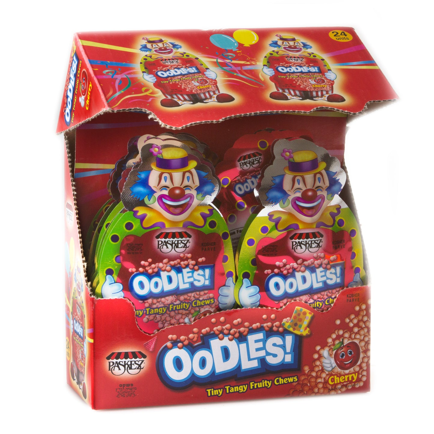 Oodles Purim Clown Tiny Tangy Cherry Fruity Chews - 24CT
