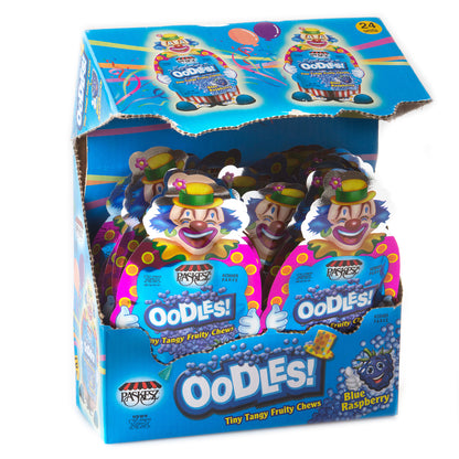 Oodles Purim Clown Tiny Tangy Blue Raspberry Fruity Chews - 24CT