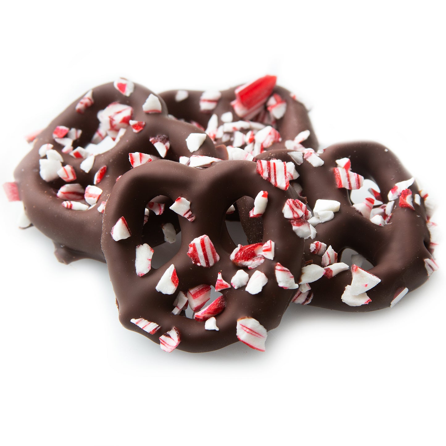 Belgian Chocolate Covered Mini Pretzels with Crushed Peppermint