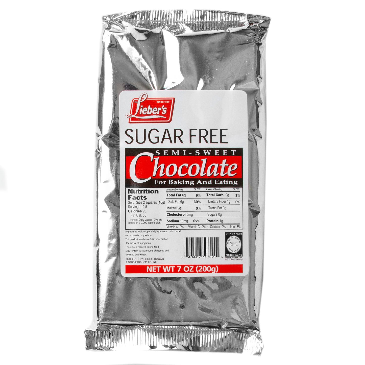 Sugar Free Semi Sweet Baking Chocolate Bar - 7oz