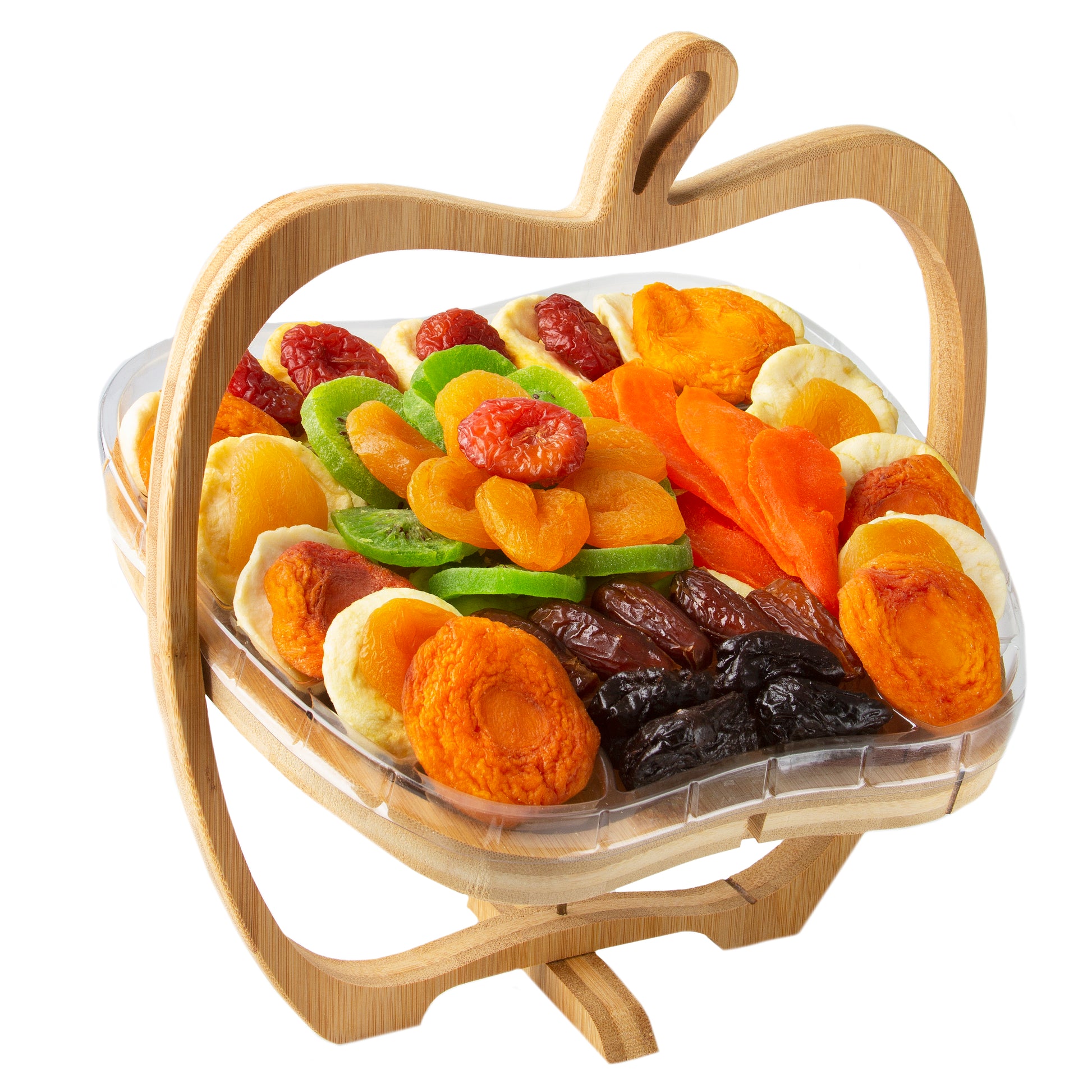 Tropical Dried Fruit Wooden Collapsible Fruit Bowl Gift Basket