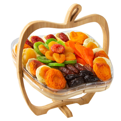 Tropical Dried Fruit Wooden Collapsible Fruit Bowl Gift Basket