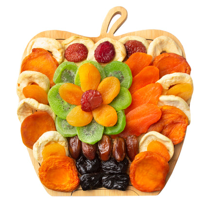 Tropical Dried Fruit Wooden Collapsible Fruit Bowl Gift Basket