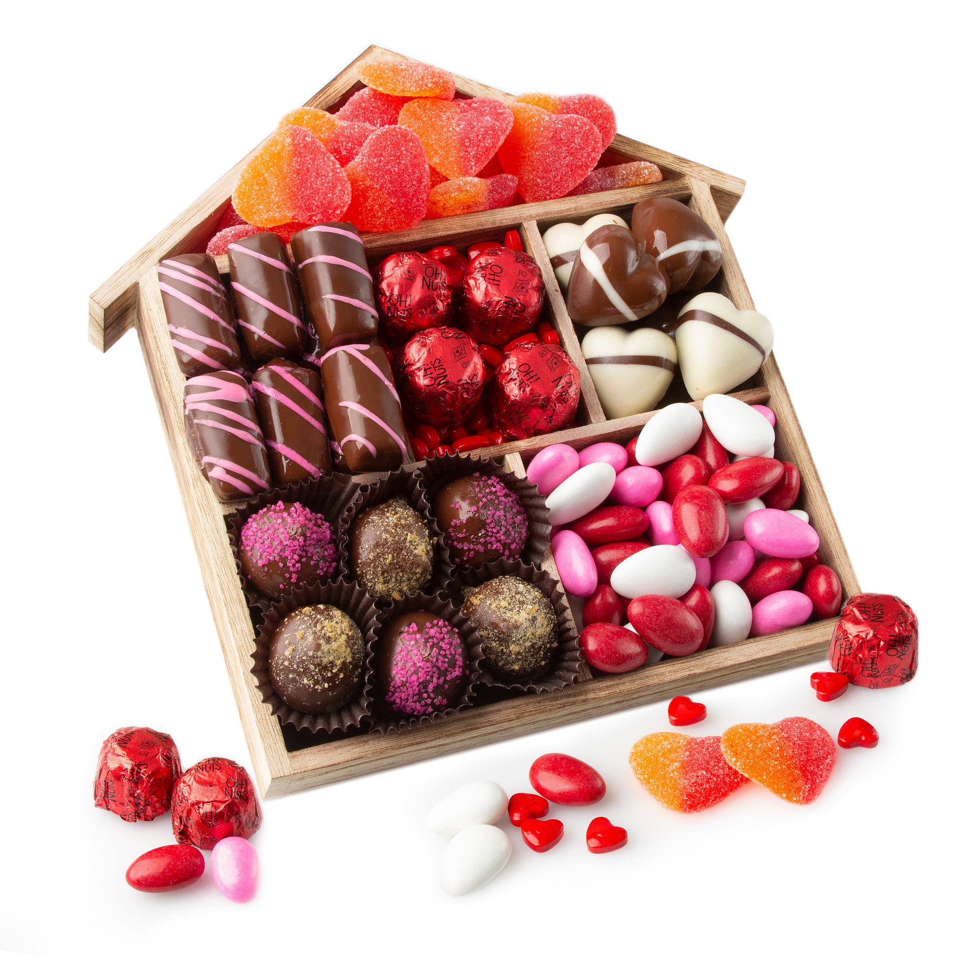 House of Hearts Wooden Gift Basket