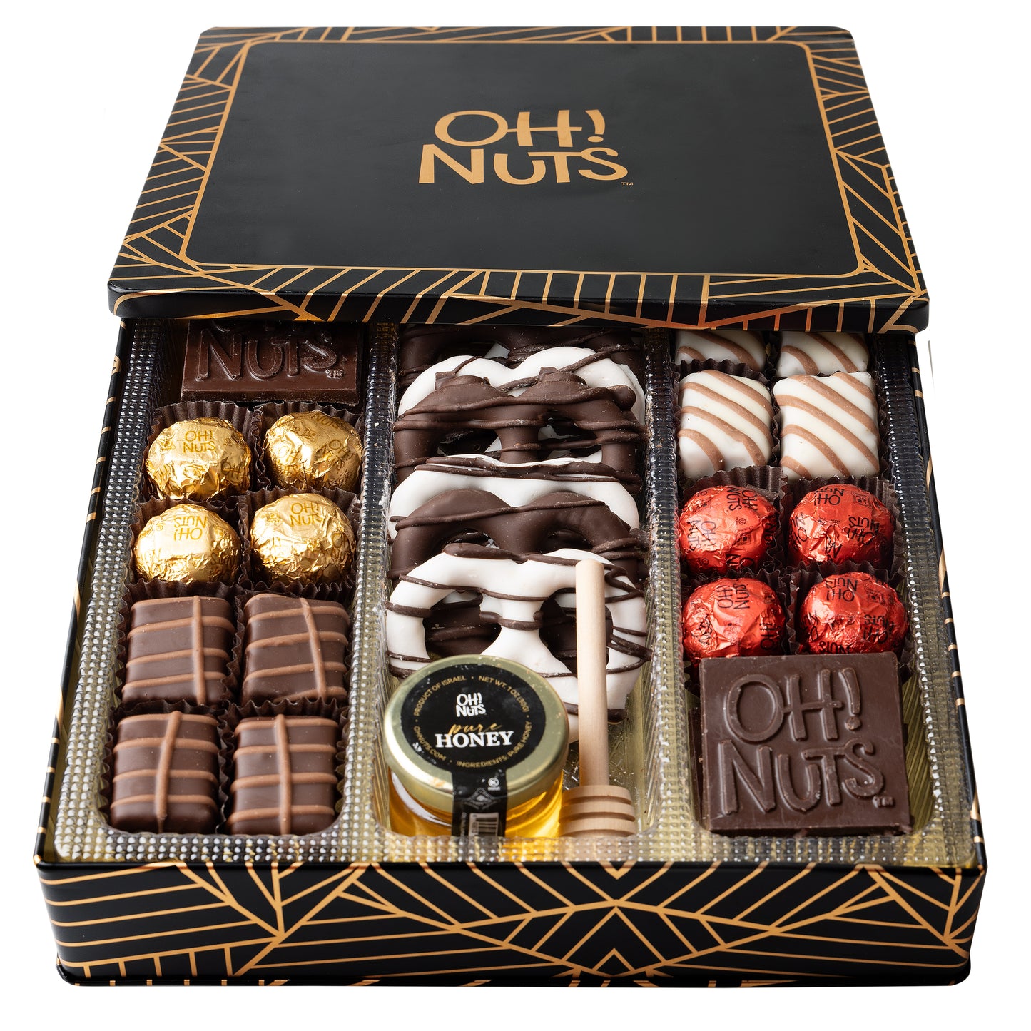 Rosh Hashanah Square Tin Chocolate Gift Basket