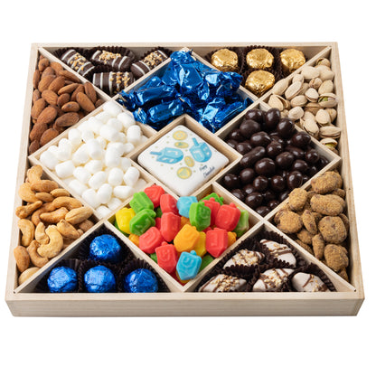 Hanukkah Candy Wood 13 Section Tray