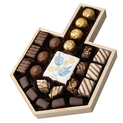 Chanukah Wooden Dreidel Chocolate Gift Basket