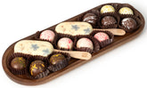 Shavuos Dairy Chocolate Wood Oval Tray With Pops
