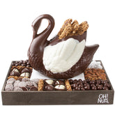White and Dark Chocolate Swan Gift Basket