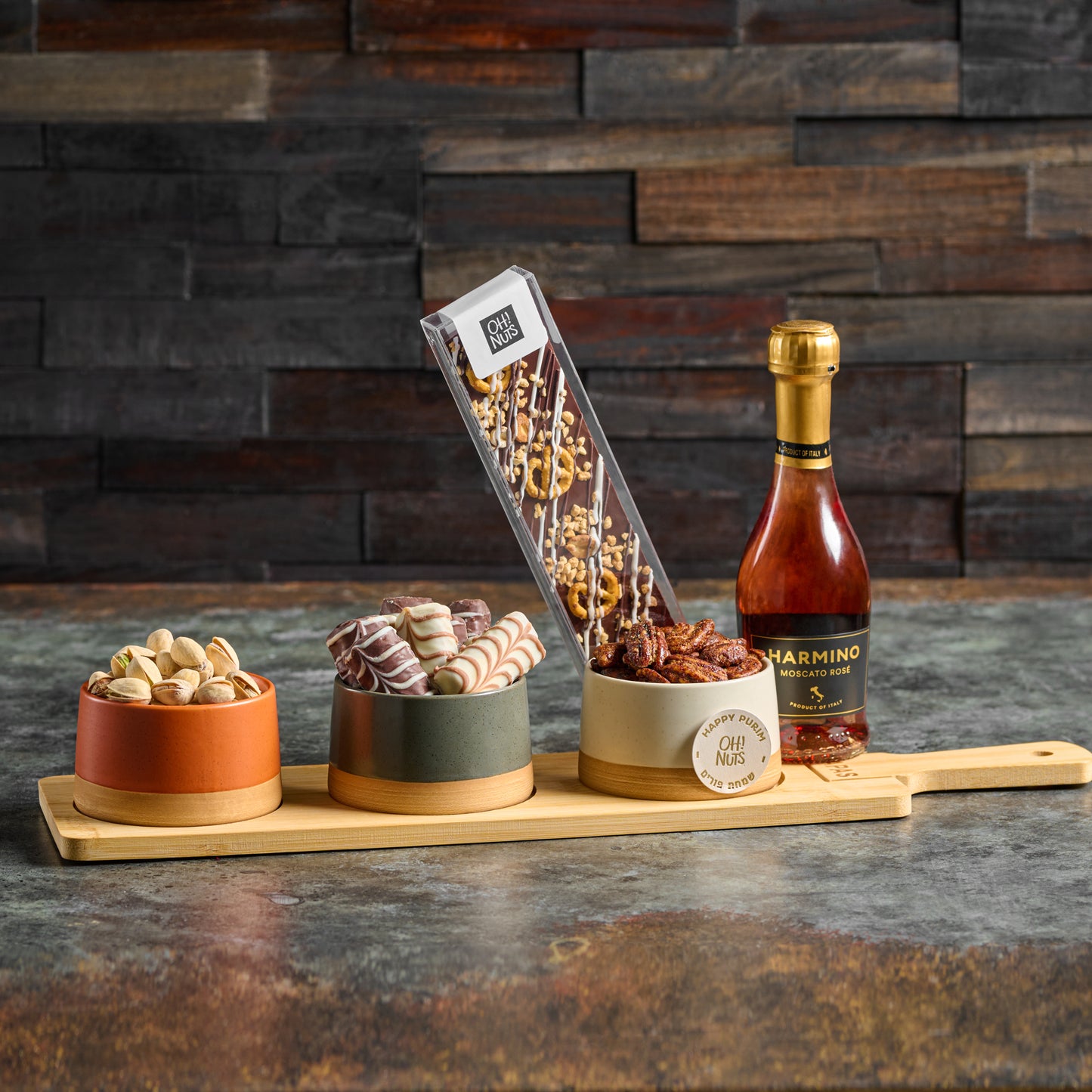 Purim Charming Trio Ceramic Mishloach Manos Gift Basket